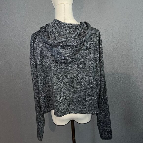 ATHLETA UPTEMPO Cropped Hoodie Sweatshirt Space Dye Black & White EUC Sz Small - Picture 4 of 8